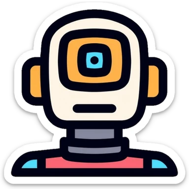 Robot with visible AI processor chip in its brain sticker