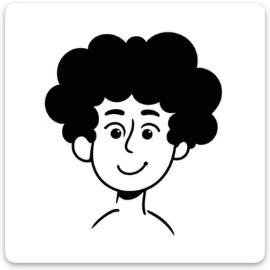 Simple hand-drawn afro hairstyle with a happy face sticker