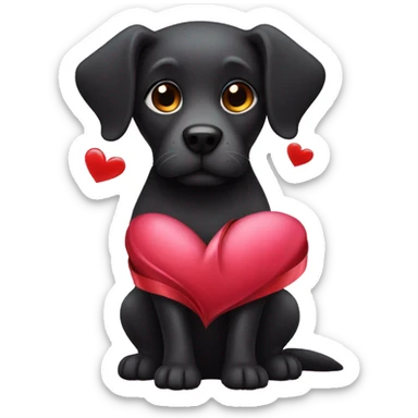 Black dog wrapped in valentine   sticker