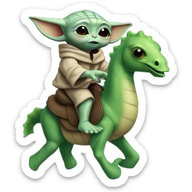 baby yoda riding seahorse sticker