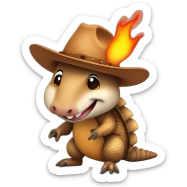 Armadillo in a cowboy hat that is on fire sticker