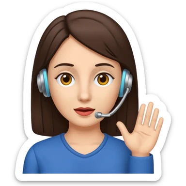 brunette woman with hearing impairment sticker