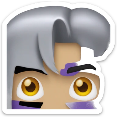 two-face, harvey dent, batman villian, right side of face purple, grey hair sticker