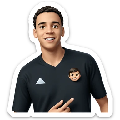 smiling boy in black shirt sticker