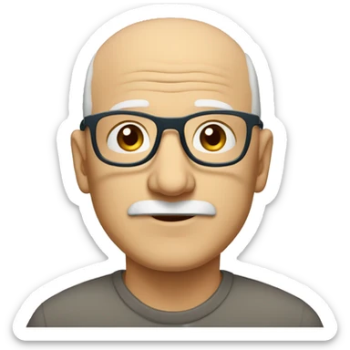 Italian bald old man bluish brown eyes wearing glasses sticker