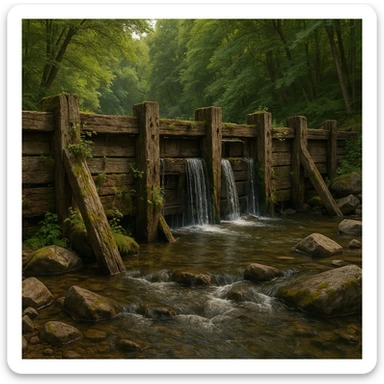 old wood dam sticker