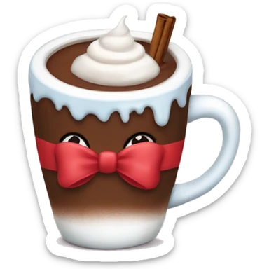 Hot coco with a bow on the mug sticker