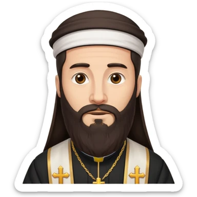 orthodox priest with dark brown long hair and beard  sticker