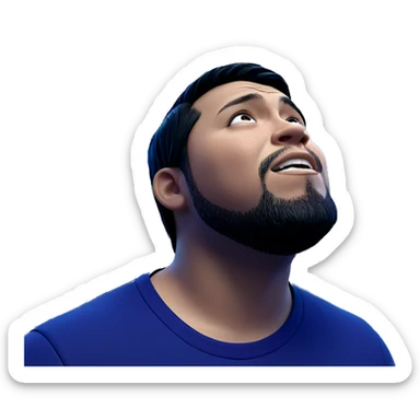 bearded boy with fish sticker