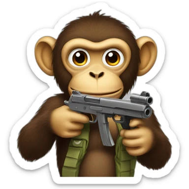A monkey with a gun sticker