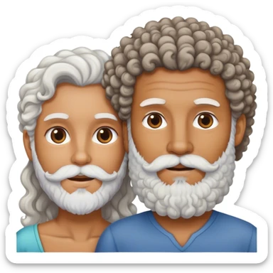 couples tan skin curly hair white with beard sticker
