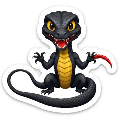 full body of black viper with fangs, front face  sticker