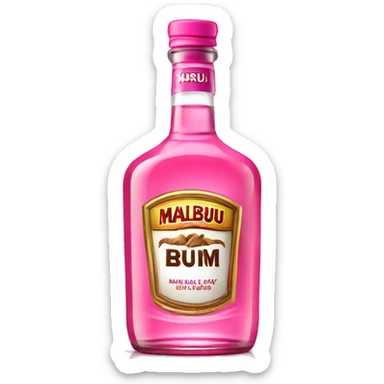 Realistic pink Malibu rum bottle isolated   sticker