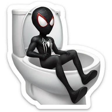 Black Spider- Man in a toilet sticker