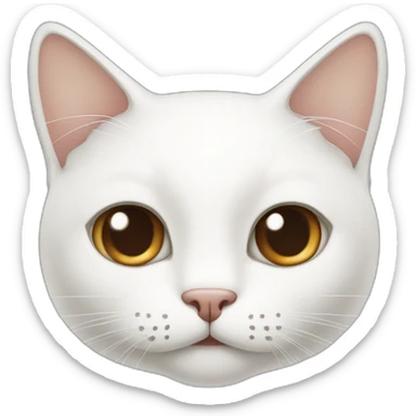 white cat with a little bit brown and half brown mouth sticker