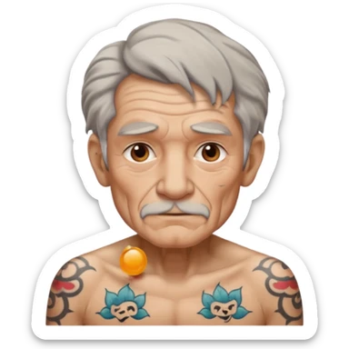 old man with lot of tattoos sticker