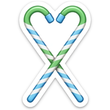 dual candy canes crossed together like swords striped with blue instead of red sticker