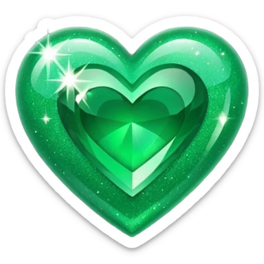 Green Heart with green sparkles sticker