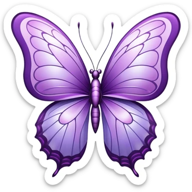 a stunningly detailed butterfly with lilac and purple wings. The wings should display a harmonious blend of swirling and geometric designs, giving them a mystical and artistic feel. The butterfly should have a graceful, elongated body with a subtle metallic sheen, enhancing its enchanting presence. sticker