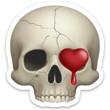Skull crying heart tears down face sticker