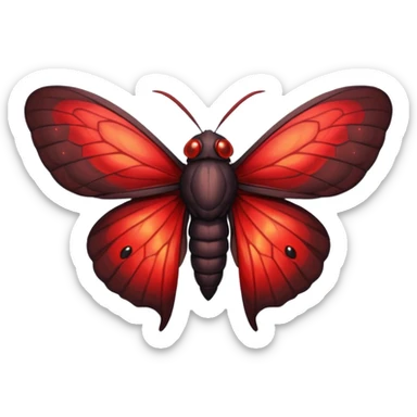 A sexy black and red moth with glowing red eyes with a human like body sticker