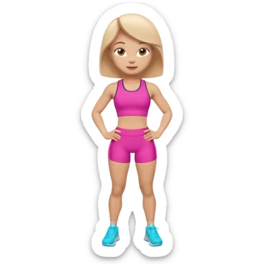 A 3D cartoon fit person showing a slim waistline, wearing sportswear, bright lighting, Memoji-style. sticker