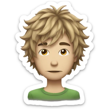 emo boy with shaggy hair and moustache sticker