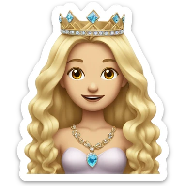 long hair blonde girl portrait with jewelry and crown  sticker