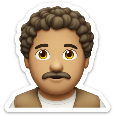 Short hair chubby Mexican guy with facial hair and tan curly hair girl kissing sticker