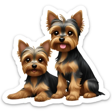 Yorkie with puppy yorkies sticker