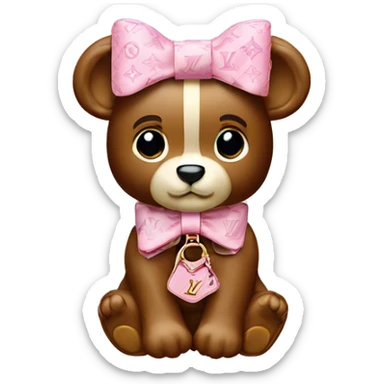 Orsetto Louis vuitton con fiocco rosa   sticker