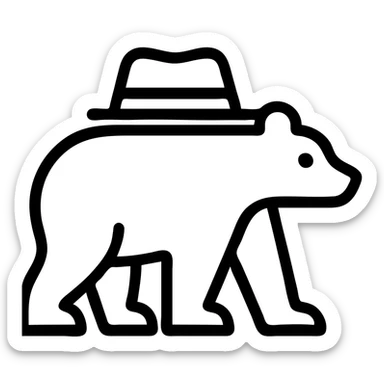 Add a hat to the bear icon in outlined style, with no background. sticker