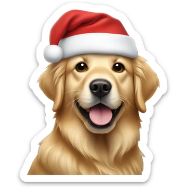 golden retriever with Santa hat sticker