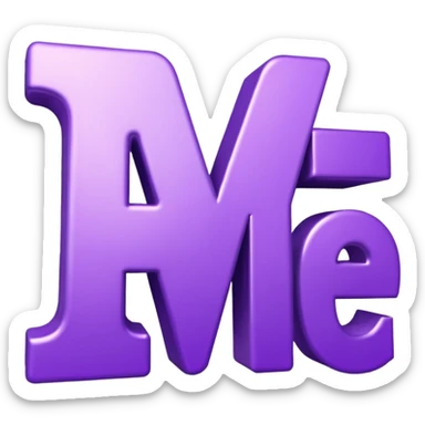 3D text that spells "me" in a shiny purple font  sticker