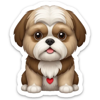 Shihtzu dtehen braun-weiss in einem Herz sticker