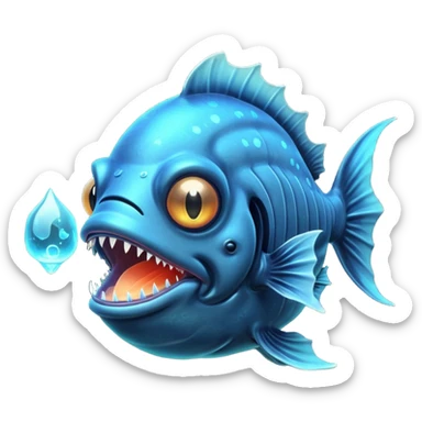anglerfish with the light under dark water sticker