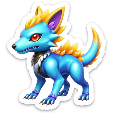  exotic colorful Protogen-Fakémon-Pokémon-Digimon-Vernid-creature sticker