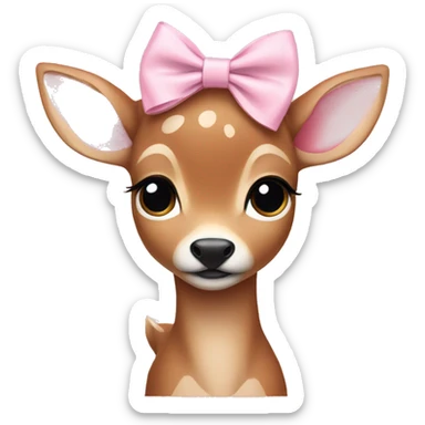 fawn wearing one baby pink bow sticker