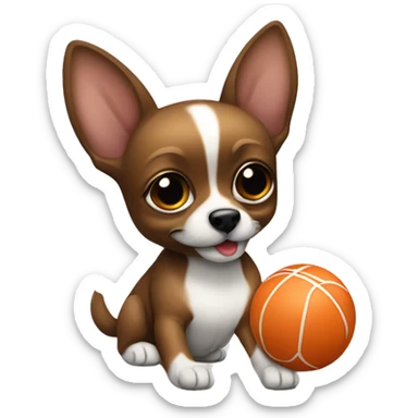 cihuahua marrone che gioca con una pallina sticker