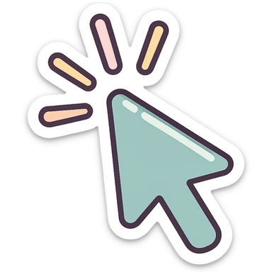 mouse cursor in icon-color-outlined style with shadows and highlights, thin clean contours, soft rounded shapes, pastel palette #98B5BC, #B5B3C1, #C9A3C9, #E4C0CA, #F7DCD1, #F7C0AA, modern Japanese pop art and sticker aesthetic, soft lighting, transparent background, cursor appearing to click with animated click feeling, multiple pose and angle variations sticker