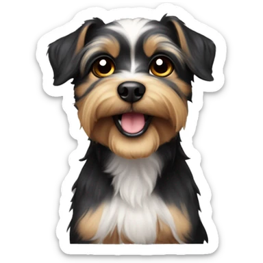 Perro raza yorkshire con sólo pelaje negro y ojos negros sticker