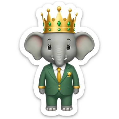 Babar the elephant cartoon character with crown and green suit sticker