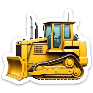 Design a bulldozer truck with a large front blade sticker