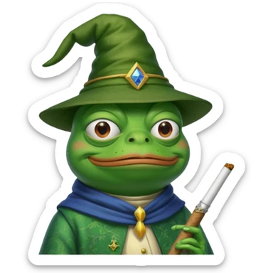 pepe smoking a long joint looking like a wizard sticker