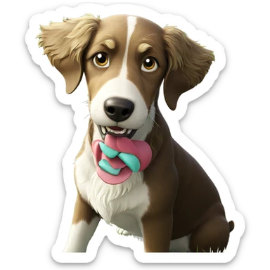 playful dog in grassy field sticker