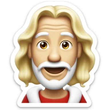 Hatless and beardless Santa clause with scary grin blonde hair sticker