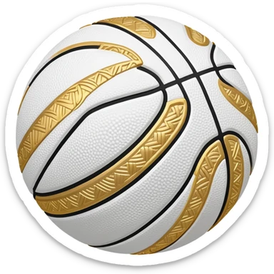 White basketball with golden decorative patterns sticker