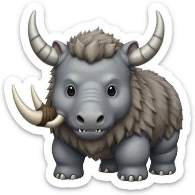 woolly rhino with huge horn sticker