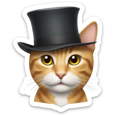 a cat with a hat sticker