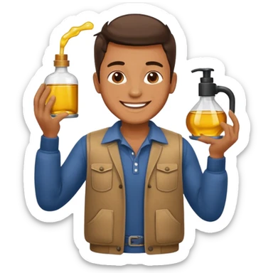 oil massage emoji men wearing clothing and applying oil sticker